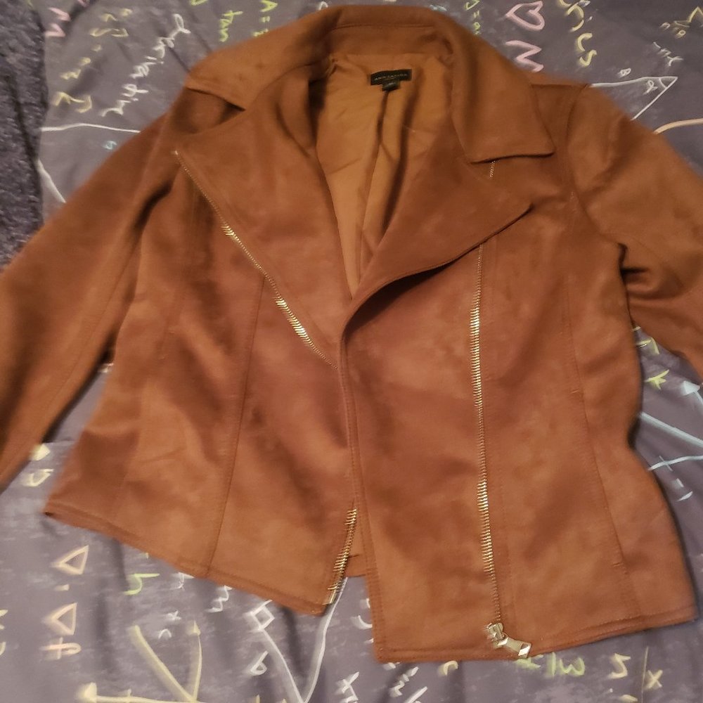 Ann Taylor Extra Small Sueded Moto Jacket - Camel/Tan